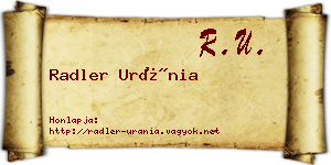 Radler Uránia névjegykártya